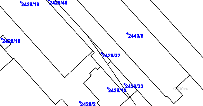 Parcela st. 2428/32 v KÚ Radotín, Katastrální mapa