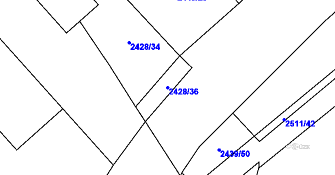 Parcela st. 2428/36 v KÚ Radotín, Katastrální mapa