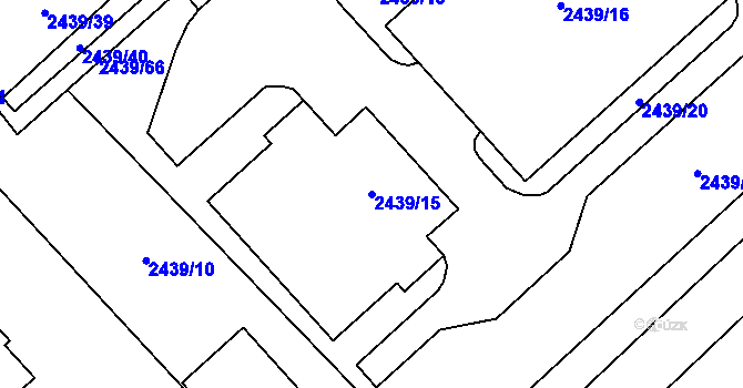 Parcela st. 2439/15 v KÚ Radotín, Katastrální mapa