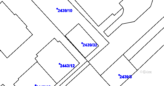 Parcela st. 2439/32 v KÚ Radotín, Katastrální mapa