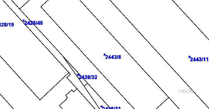 Parcela st. 2443/8 v KÚ Radotín, Katastrální mapa