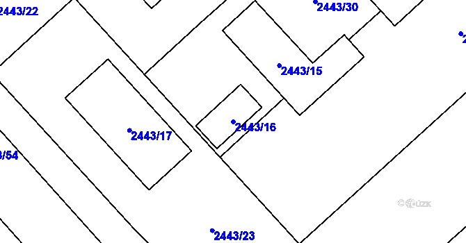 Parcela st. 2443/16 v KÚ Radotín, Katastrální mapa