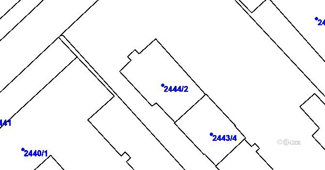 Parcela st. 2444/2 v KÚ Radotín, Katastrální mapa