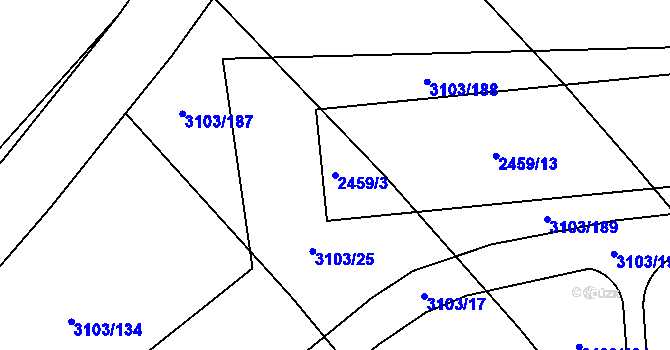 Parcela st. 2459/3 v KÚ Radotín, Katastrální mapa