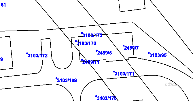 Parcela st. 2459/5 v KÚ Radotín, Katastrální mapa