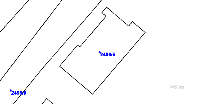 Parcela st. 2490/6 v KÚ Radotín, Katastrální mapa