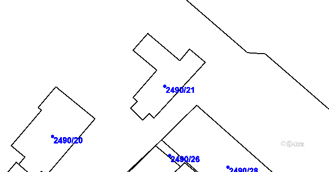 Parcela st. 2490/21 v KÚ Radotín, Katastrální mapa