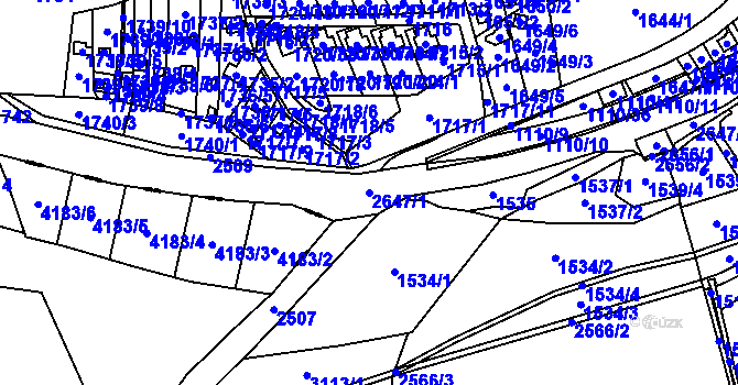 Parcela st. 2647/1 v KÚ Radotín, Katastrální mapa