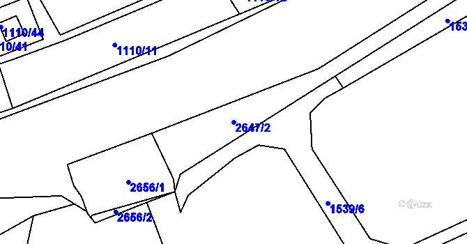 Parcela st. 2647/2 v KÚ Radotín, Katastrální mapa