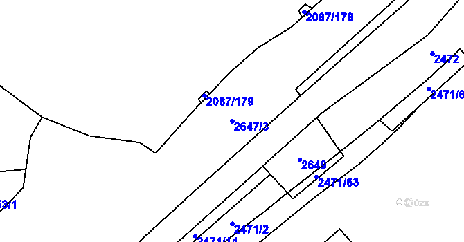 Parcela st. 2647/3 v KÚ Radotín, Katastrální mapa