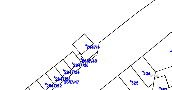 Parcela st. 2647/5 v KÚ Radotín, Katastrální mapa