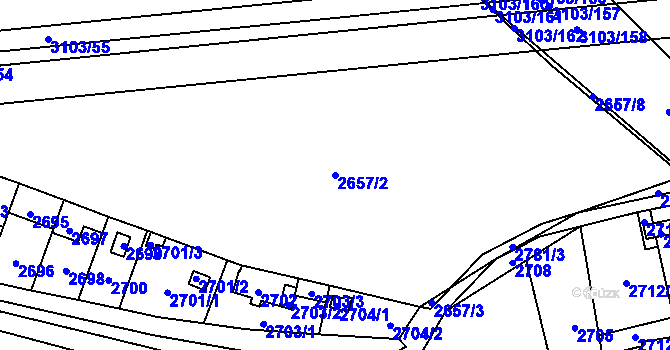 Parcela st. 2657/2 v KÚ Radotín, Katastrální mapa
