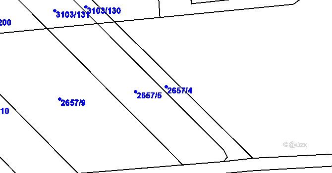 Parcela st. 2657/4 v KÚ Radotín, Katastrální mapa