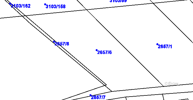 Parcela st. 2657/6 v KÚ Radotín, Katastrální mapa