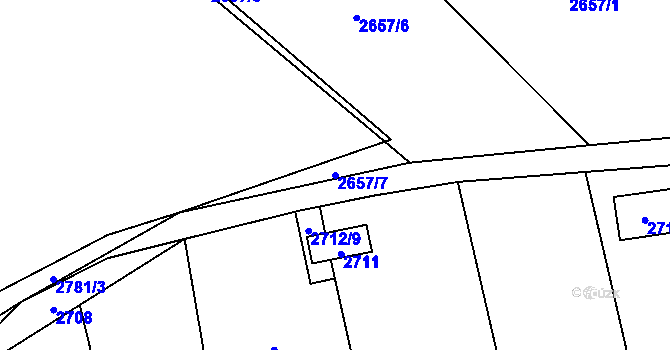 Parcela st. 2657/7 v KÚ Radotín, Katastrální mapa