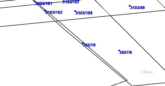 Parcela st. 2657/8 v KÚ Radotín, Katastrální mapa