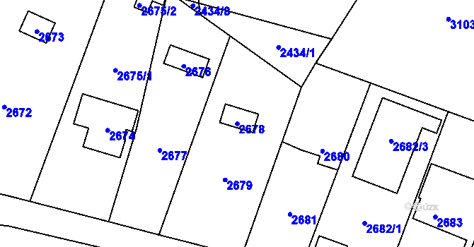 Parcela st. 2678 v KÚ Radotín, Katastrální mapa