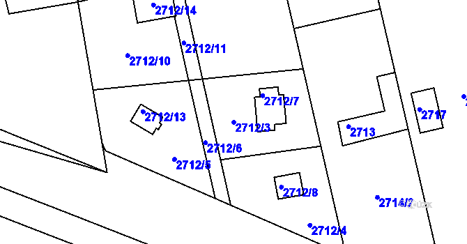 Parcela st. 2712/3 v KÚ Radotín, Katastrální mapa