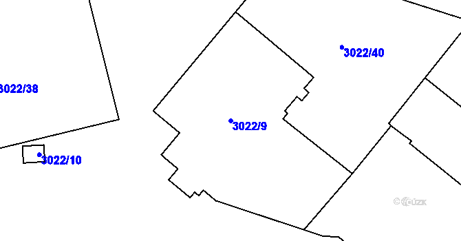 Parcela st. 3022/9 v KÚ Radotín, Katastrální mapa