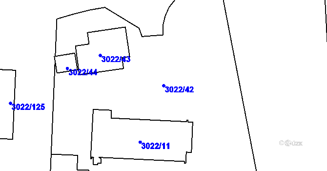 Parcela st. 3022/42 v KÚ Radotín, Katastrální mapa