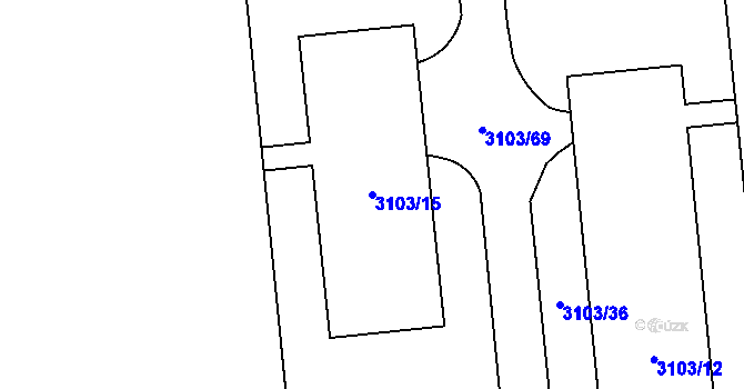 Parcela st. 3103/15 v KÚ Radotín, Katastrální mapa
