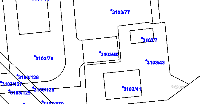 Parcela st. 3103/40 v KÚ Radotín, Katastrální mapa
