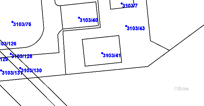 Parcela st. 3103/41 v KÚ Radotín, Katastrální mapa