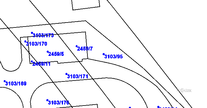 Parcela st. 3103/95 v KÚ Radotín, Katastrální mapa