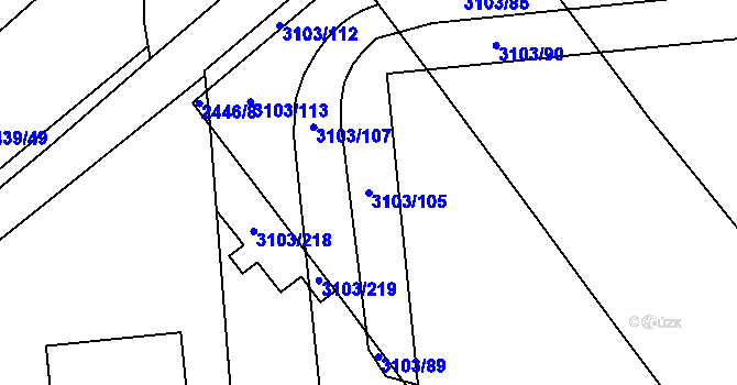 Parcela st. 3103/105 v KÚ Radotín, Katastrální mapa
