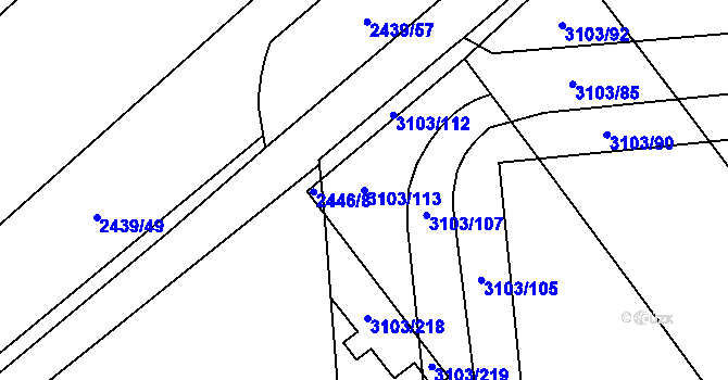 Parcela st. 3103/113 v KÚ Radotín, Katastrální mapa