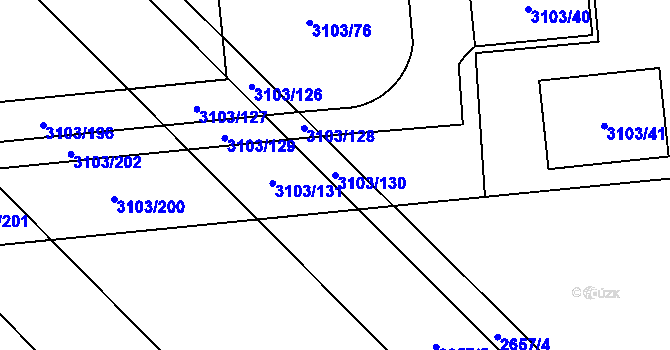 Parcela st. 3103/130 v KÚ Radotín, Katastrální mapa