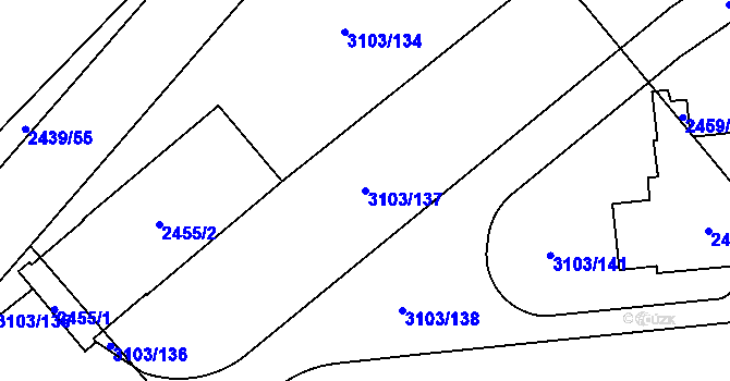 Parcela st. 3103/137 v KÚ Radotín, Katastrální mapa