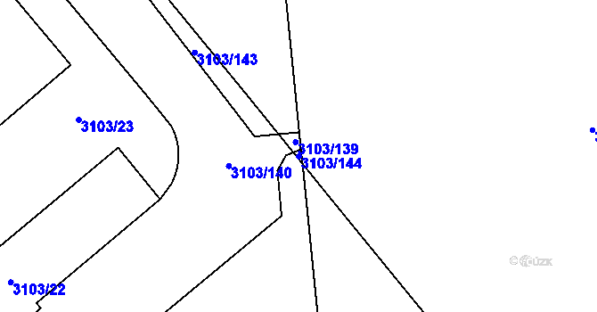 Parcela st. 3103/144 v KÚ Radotín, Katastrální mapa