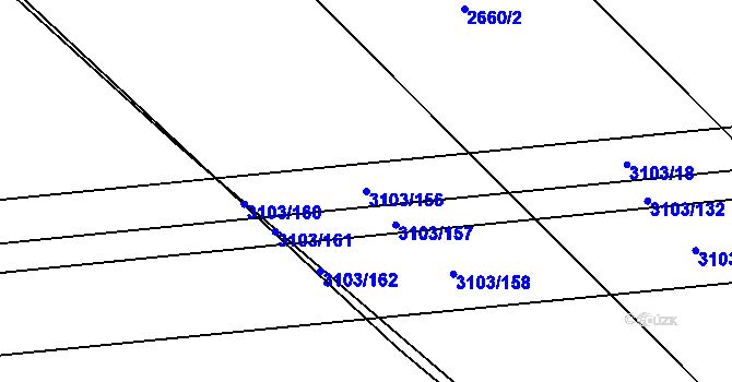 Parcela st. 3103/156 v KÚ Radotín, Katastrální mapa