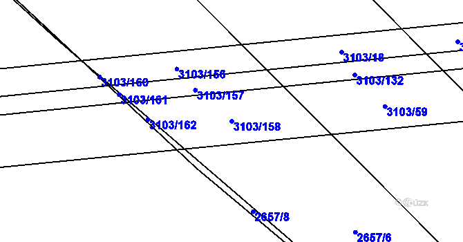 Parcela st. 3103/158 v KÚ Radotín, Katastrální mapa