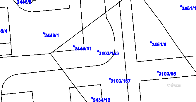 Parcela st. 3103/163 v KÚ Radotín, Katastrální mapa