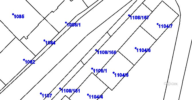 Parcela st. 1108/166 v KÚ Radotín, Katastrální mapa