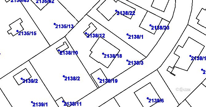 Parcela st. 2138/18 v KÚ Radotín, Katastrální mapa