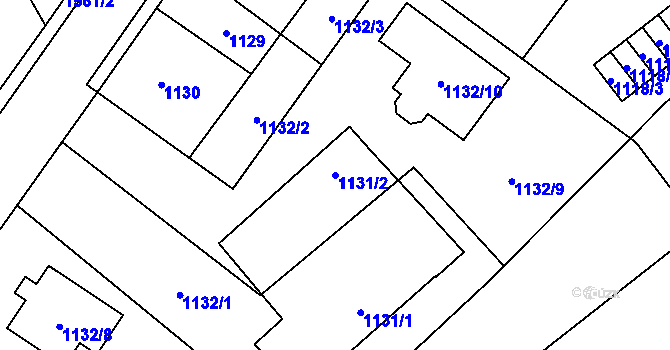 Parcela st. 1131/2 v KÚ Radotín, Katastrální mapa
