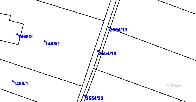 Parcela st. 2554/14 v KÚ Radotín, Katastrální mapa