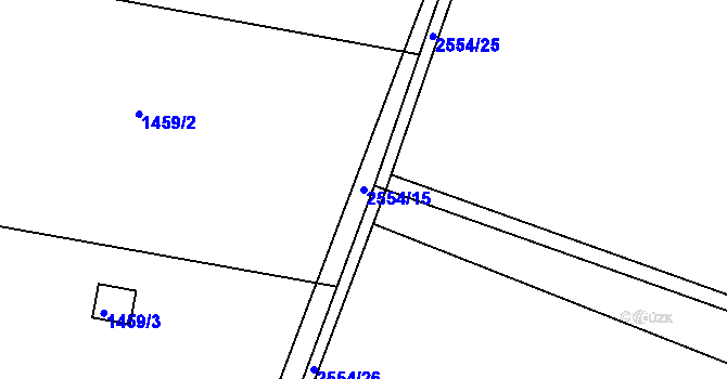 Parcela st. 2554/15 v KÚ Radotín, Katastrální mapa