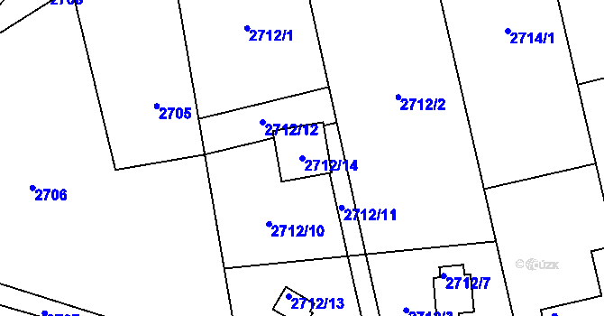 Parcela st. 2712/14 v KÚ Radotín, Katastrální mapa