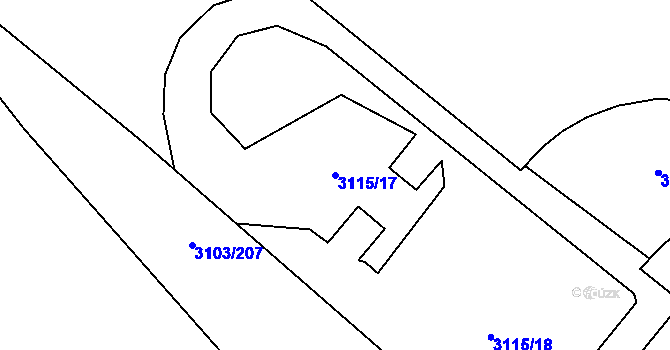 Parcela st. 3115/17 v KÚ Radotín, Katastrální mapa