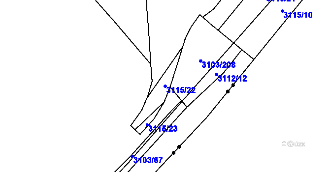 Parcela st. 3115/22 v KÚ Radotín, Katastrální mapa