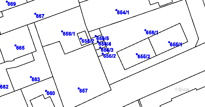 Parcela st. 656/2 v KÚ Radotín, Katastrální mapa