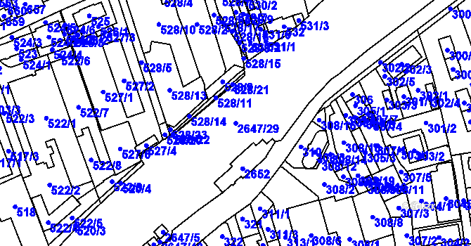 Parcela st. 2647/29 v KÚ Radotín, Katastrální mapa