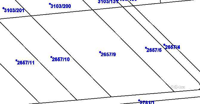 Parcela st. 2657/9 v KÚ Radotín, Katastrální mapa