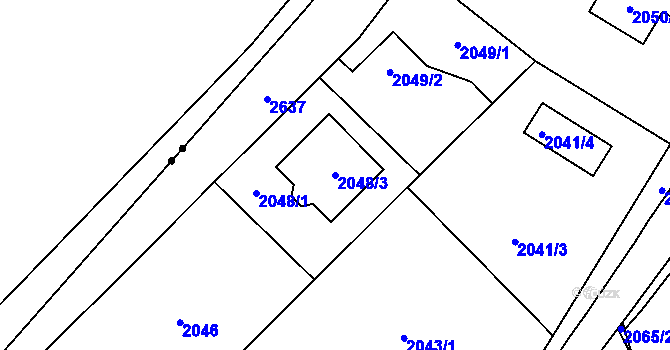 Parcela st. 2048/3 v KÚ Radotín, Katastrální mapa