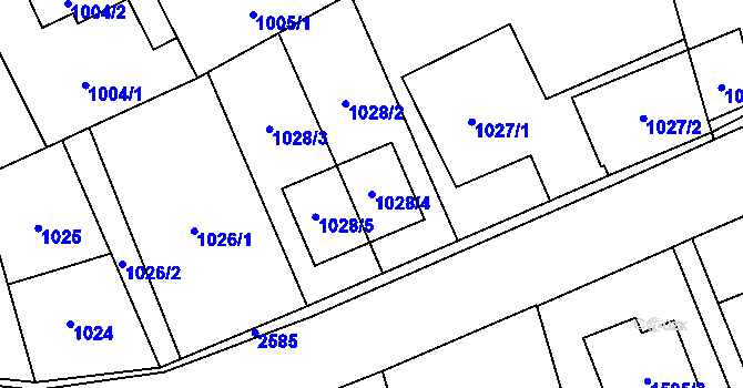 Parcela st. 1028/4 v KÚ Radotín, Katastrální mapa