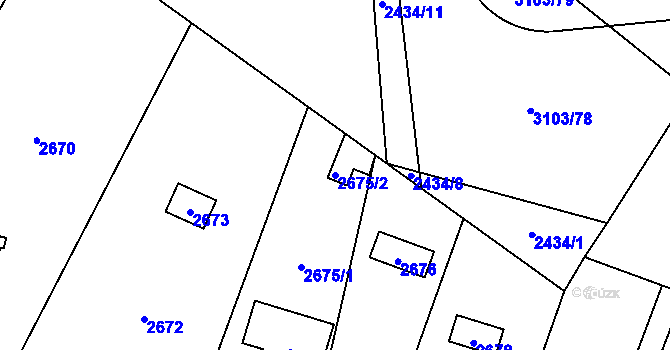 Parcela st. 2675/2 v KÚ Radotín, Katastrální mapa
